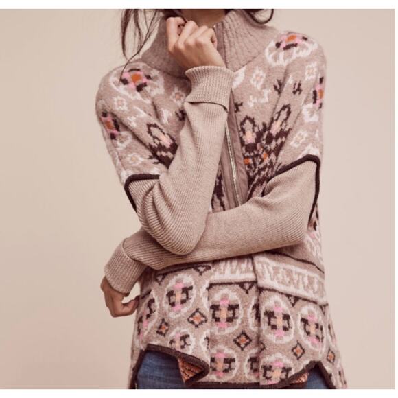 Anthropologie Sleeping On Snow Sz XS/S Fair Isle Sweater 1/2 Zip Pullover - Picture 1 of 6